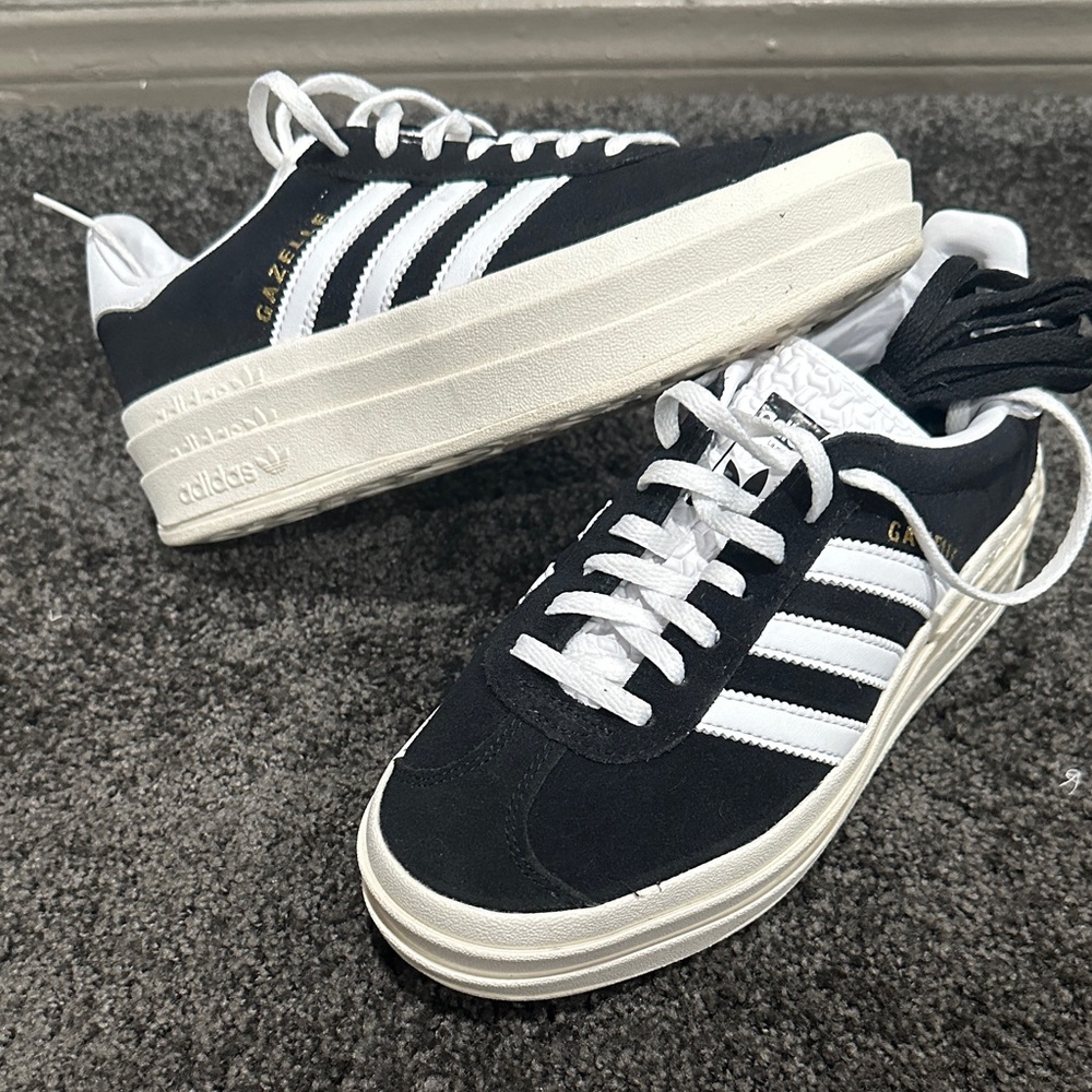 Adidas Women's Black and White Platform Sneakers